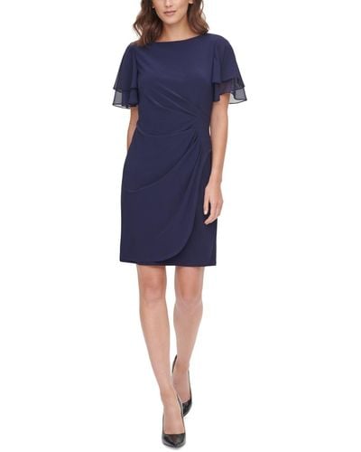 Jessica Howard Petite Chiffon-sleeve Sheath Dress - Blue