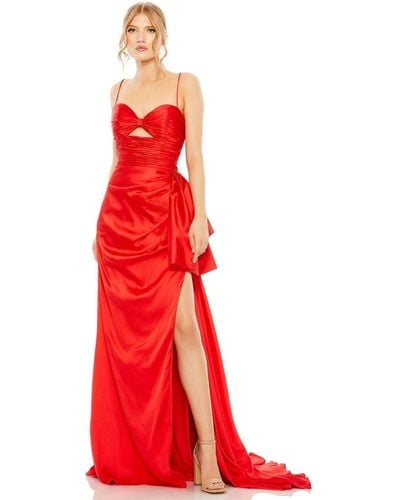 Mac Duggal Strapless Cut Out Side Bow Gown - Red
