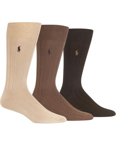 Polo Ralph Lauren 3-pk. Super-soft Ribbed Dress Socks - Brown