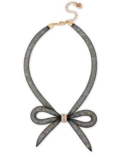 Betsey Johnson Mesh Bow Collar Necklace - Black