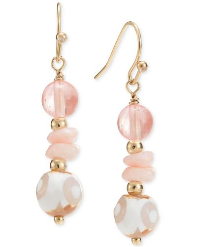 Style & Co. Gold-tone Beaded Drop Earrings - Pink