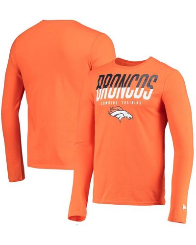 KTZ Denver Broncos Combine Authentic Split Line Long Sleeve T-shirt - Orange