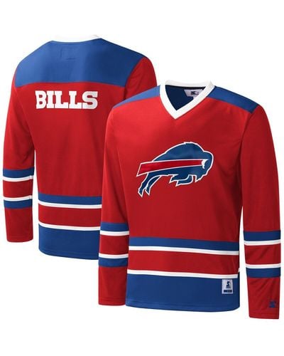 Starter Buffalo Bills Cross-check V-neck Long Sleeve T-shirt - Red