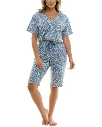 Roudelain 2-pc. Printed Bermuda Pajamas Set - Blue