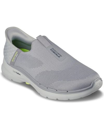 Skechers Slip-ins- Go Walk 6 - Easy On Wide Width Casual Walking Sneakers From Finish Line - Gray