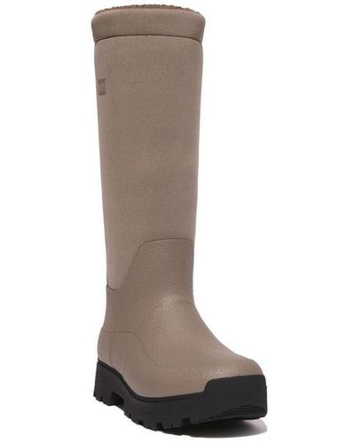 Fitflop Wonderwelly Atb Fleece-lined Roll-down Rain Boots - Brown