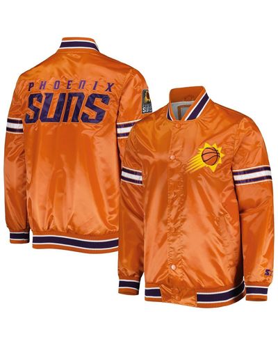 Starter Phoenix Suns Slider Satin Full-snap Varsity Jacket - Orange