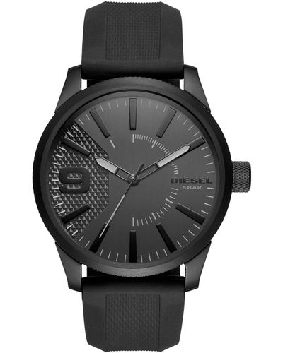 DIESEL Men's Black Silicone Strap Watch 46x53mm Dz1807