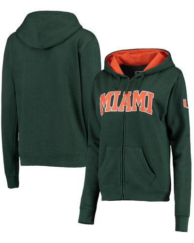 Colosseum Athletics Miami Hurricanes Arched Name Full Zip Hoodie - Green