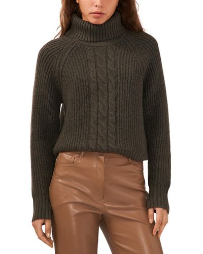 1.STATE Turtleneck Back-cutout Raglan-sleeve Sweater - Brown