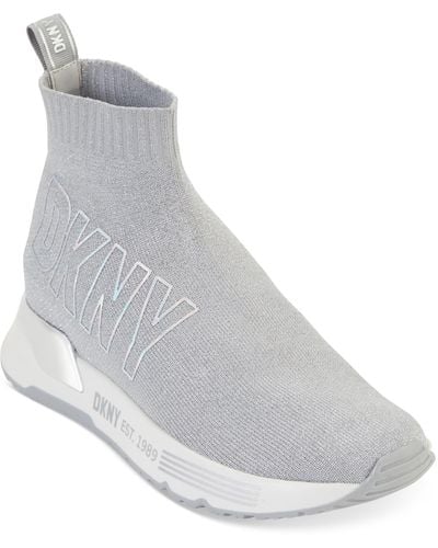 DKNY Nona Pull-on Logo Sock Sneakers - White