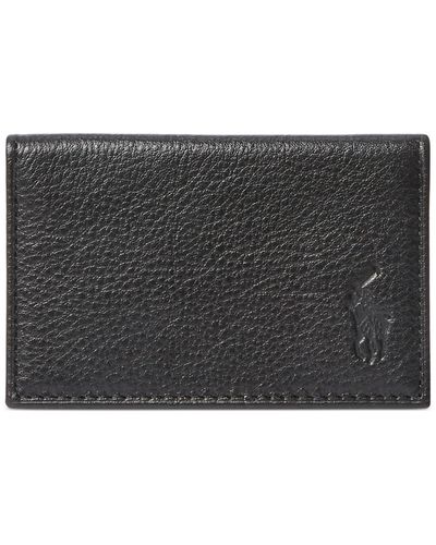 Polo Ralph Lauren Pebbled Leather Card Wallet - Black