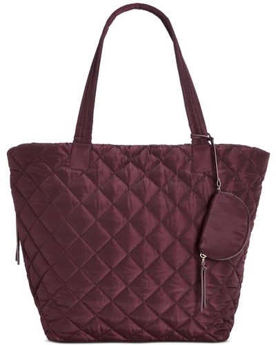INC International Concepts Nylon Breeah Extra Large Quilted Tote - Purple