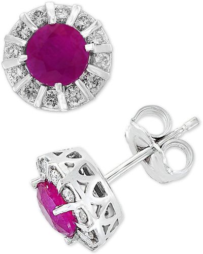 Effy Effy® Tanzanite (9/10 Ct. T.w.) & Diamond (1/3 Ct. T.w.) Stud Earrings In 14k White Gold - Pink