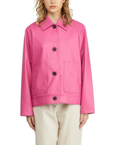 NVLT Faux Leather Button Opened Jacket - Pink