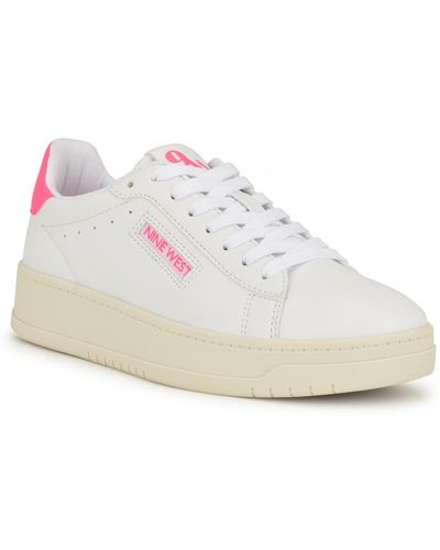 Nine West Dunnit Lace-up Round Toe Casual Sneakers - White