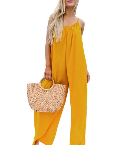 CUPSHE Sunshine Sleeveless Loose Fit Jumpsuit - Yellow