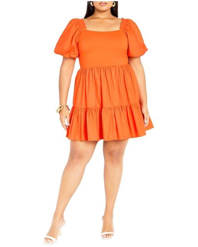 City Chic Plus Size Poppie Dress - Orange
