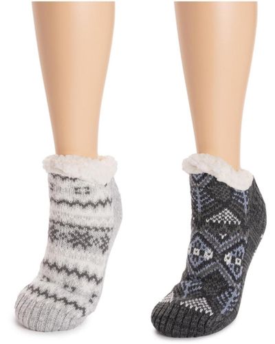 MUK LUKS Women's 2 Pair Pack Tall Cabin Socks, Fairy Dust/Grey - Macy's