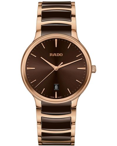 Rado Swiss Centrix Ceramic & Rose Gold Pvd Bracelet Watch 40mm - Metallic