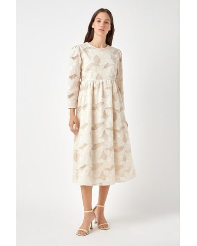 English Factory Embroidered Lace Midi Dress - White