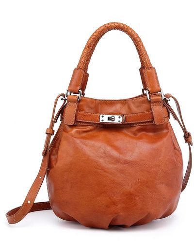 Old Trend Genuine Leather Pumpkin Bucket Bag - Brown