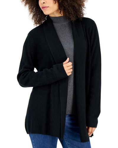 Karen Scott Plus Size Luxe-soft Ribbed Cardigan, Created For Macy's - Blue
