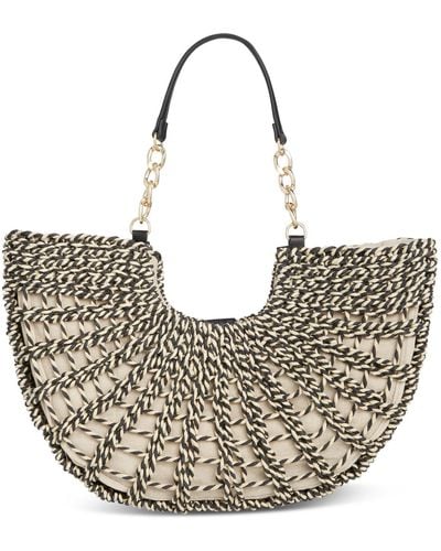INC International Concepts Ivah Extra-large Woven Straw Chain Tote - Metallic