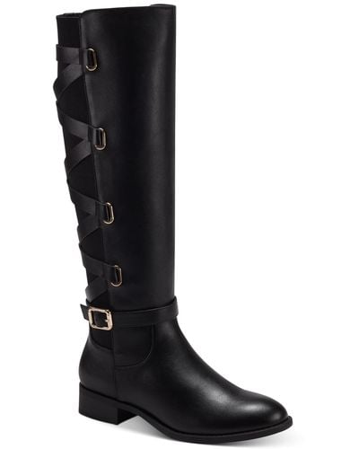 Thalia Sodi Veronika Wide Calf Riding Boots - Black