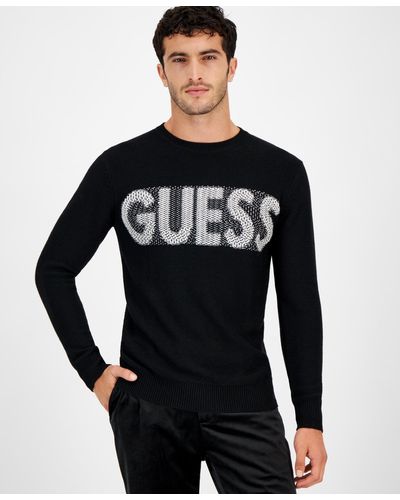 Guess Amyas Crewneck Long Sleeve Logo Sweater - Black