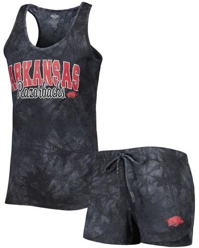 Concepts Sport Arkansas Razorbacks Billboard Tie-dye Tank Top And Shorts Sleep Set - Blue