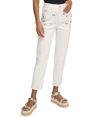 Karl Lagerfeld Embellished Straight-fit Jeans - White