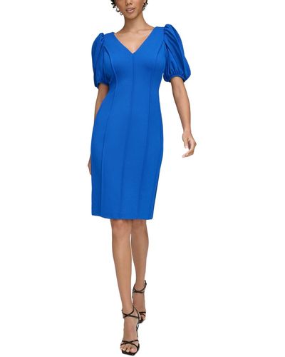Calvin Klein Puff-sleeve Sheath Dress - Blue