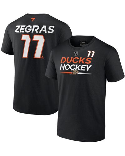 Fanatics Trevor Zegras Anaheim Ducks Authentic Pro Prime Name And Number T-shirt - Black