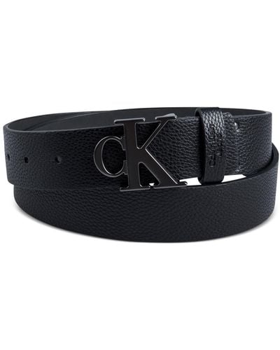 Calvin Klein Logo Plaque Buckle Fashion Jean Belt - Black