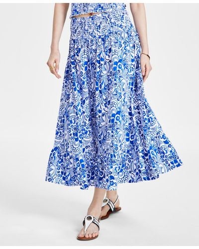 Tommy Hilfiger Fountain Floral-print Maxi Skirt - Blue
