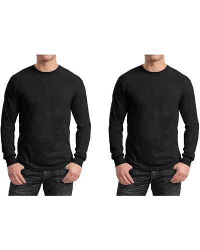 Galaxy By Harvic 2-pack Egyptian Cotton-blend Long Sleeve Crew Neck Tee - Black
