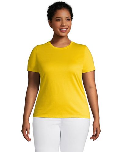 Lands' End Plus Size Relaxed Supima Cotton Short Sleeve Crewneck T-shirt - Yellow