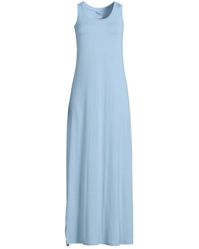 Lands' End Sleeveless Cooling Long Nightgown - Blue