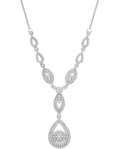 Wrapped in Love Diamond Double Drop Pendant Necklace In 14k White Gold (1-1/2 Ct. T.w.)