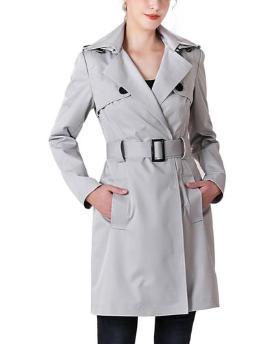 Kimi + Kai Angie Water Resistant Hooded Trench Coat - Gray