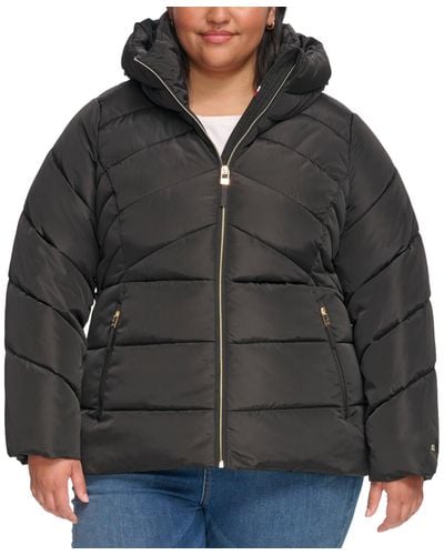 Tommy Hilfiger Plus Size Hooded Puffer Coat - Black
