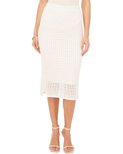 Vince Camuto Textured Mesh Pull-on Skirt - White