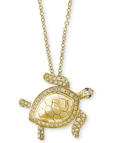 Effy Diamond Turtle Pendant Necklace (1/4 Ct. T.w.) In 14k Gold - Metallic