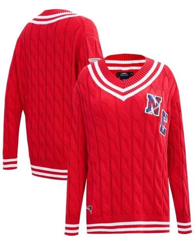 Pro Standard New England Patriots Prep V-neck Pullover Sweater - Red