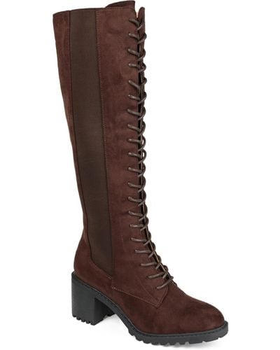 Journee Collection Jenicca Extra Wide Calf Lace Up Boots - Brown