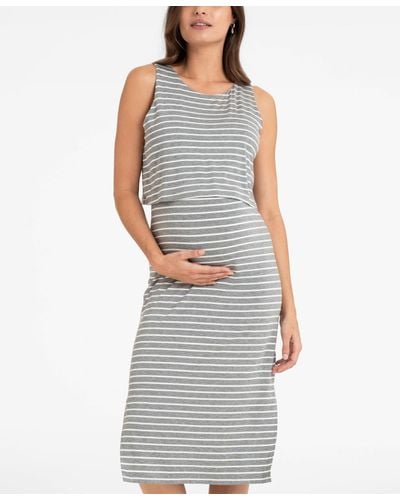Seraphine Maternity And Nursing Midi Dress - Gray