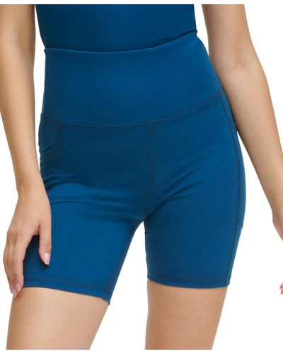 DKNY Sport Balance Super High Rise Pull-on Bicycle Shorts - Blue