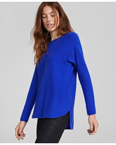 Charter Club 100% Cashmere Shirttail Sweater - Blue