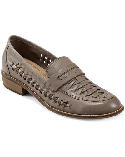 Earth Ella Round Toe Slip-on Casual Flat Loafers - Brown